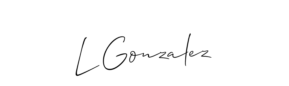 Design your own signature with our free online signature maker. With this signature software, you can create a handwritten (Allison_Script) signature for name L Gonzalez. L Gonzalez signature style 2 images and pictures png