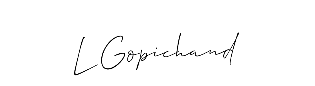It looks lik you need a new signature style for name L Gopichand. Design unique handwritten (Allison_Script) signature with our free signature maker in just a few clicks. L Gopichand signature style 2 images and pictures png