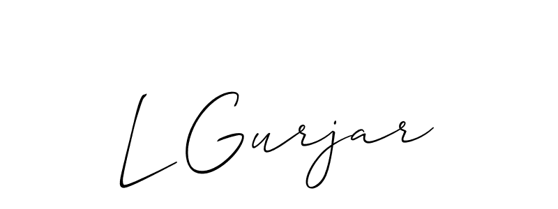 if you are searching for the best signature style for your name L Gurjar. so please give up your signature search. here we have designed multiple signature styles  using Allison_Script. L Gurjar signature style 2 images and pictures png