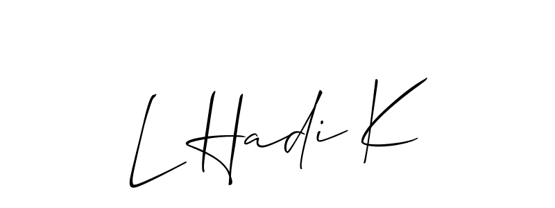 Make a beautiful signature design for name L Hadi K. With this signature (Allison_Script) style, you can create a handwritten signature for free. L Hadi K signature style 2 images and pictures png