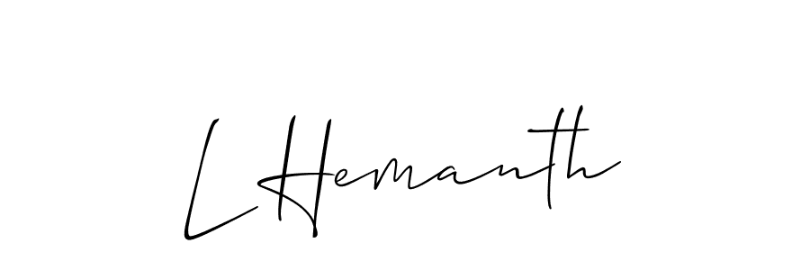 How to make L Hemanth name signature. Use Allison_Script style for creating short signs online. This is the latest handwritten sign. L Hemanth signature style 2 images and pictures png