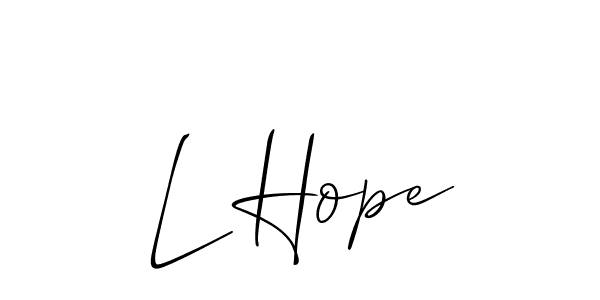 How to make L Hope name signature. Use Allison_Script style for creating short signs online. This is the latest handwritten sign. L Hope signature style 2 images and pictures png