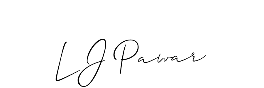 How to make L J Pawar name signature. Use Allison_Script style for creating short signs online. This is the latest handwritten sign. L J Pawar signature style 2 images and pictures png