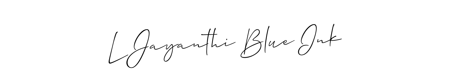 How to Draw L Jayanthi Blue Ink signature style? Allison_Script is a latest design signature styles for name L Jayanthi Blue Ink. L Jayanthi Blue Ink signature style 2 images and pictures png