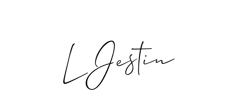 The best way (Allison_Script) to make a short signature is to pick only two or three words in your name. The name L Jestin include a total of six letters. For converting this name. L Jestin signature style 2 images and pictures png