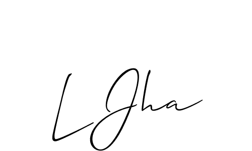 The best way (Allison_Script) to make a short signature is to pick only two or three words in your name. The name L Jha include a total of six letters. For converting this name. L Jha signature style 2 images and pictures png