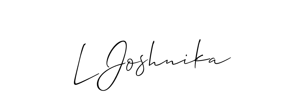 The best way (Allison_Script) to make a short signature is to pick only two or three words in your name. The name L Joshnika include a total of six letters. For converting this name. L Joshnika signature style 2 images and pictures png