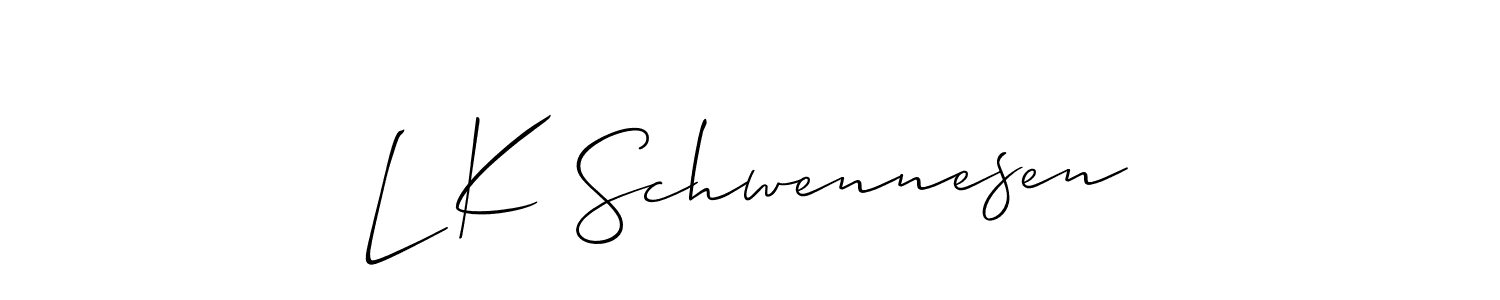 Design your own signature with our free online signature maker. With this signature software, you can create a handwritten (Allison_Script) signature for name L K Schwennesen. L K Schwennesen signature style 2 images and pictures png