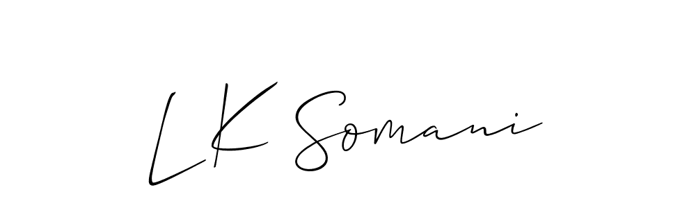 L K Somani stylish signature style. Best Handwritten Sign (Allison_Script) for my name. Handwritten Signature Collection Ideas for my name L K Somani. L K Somani signature style 2 images and pictures png