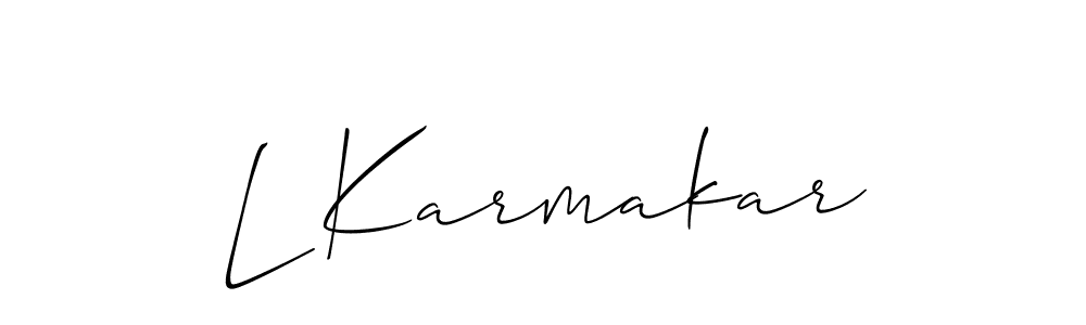 if you are searching for the best signature style for your name L Karmakar. so please give up your signature search. here we have designed multiple signature styles  using Allison_Script. L Karmakar signature style 2 images and pictures png