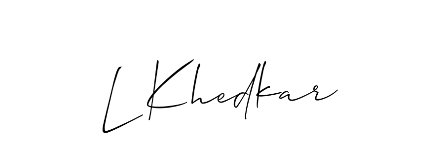 You can use this online signature creator to create a handwritten signature for the name L Khedkar. This is the best online autograph maker. L Khedkar signature style 2 images and pictures png