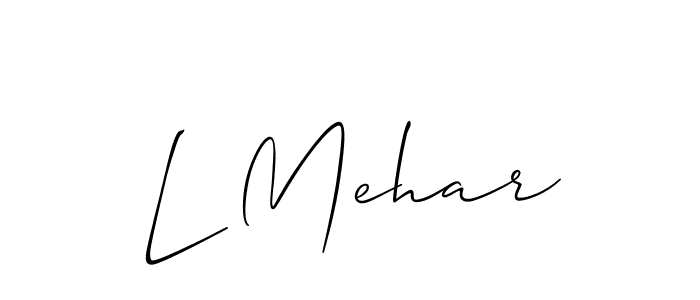 Create a beautiful signature design for name L Mehar. With this signature (Allison_Script) fonts, you can make a handwritten signature for free. L Mehar signature style 2 images and pictures png