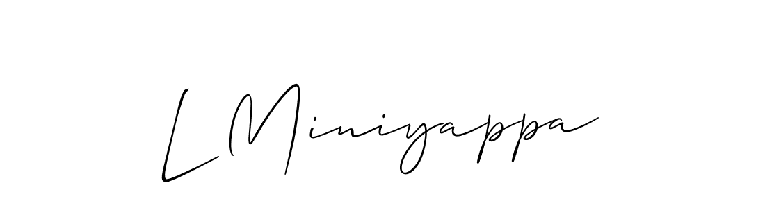 Make a beautiful signature design for name L Miniyappa. With this signature (Allison_Script) style, you can create a handwritten signature for free. L Miniyappa signature style 2 images and pictures png