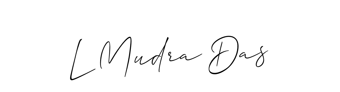 Create a beautiful signature design for name L Mudra Das. With this signature (Allison_Script) fonts, you can make a handwritten signature for free. L Mudra Das signature style 2 images and pictures png