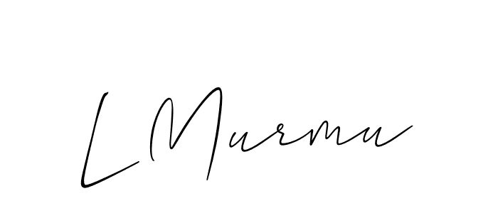 if you are searching for the best signature style for your name L Murmu. so please give up your signature search. here we have designed multiple signature styles  using Allison_Script. L Murmu signature style 2 images and pictures png