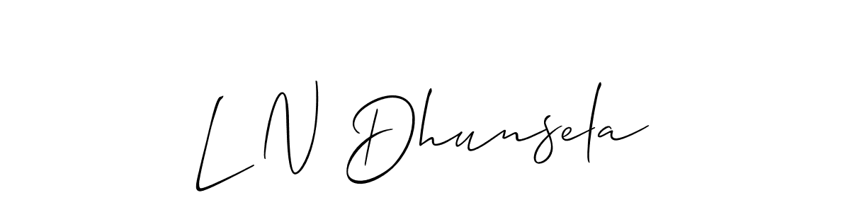 You should practise on your own different ways (Allison_Script) to write your name (L N Dhunsela) in signature. don't let someone else do it for you. L N Dhunsela signature style 2 images and pictures png