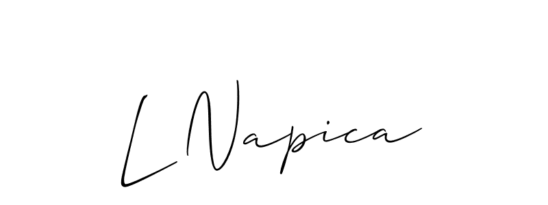 Allison_Script is a professional signature style that is perfect for those who want to add a touch of class to their signature. It is also a great choice for those who want to make their signature more unique. Get L Napica name to fancy signature for free. L Napica signature style 2 images and pictures png