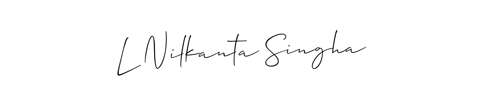 You should practise on your own different ways (Allison_Script) to write your name (L Nilkanta Singha) in signature. don't let someone else do it for you. L Nilkanta Singha signature style 2 images and pictures png