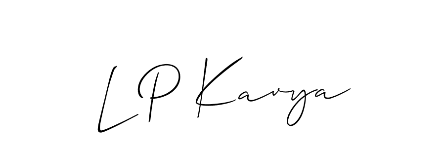 Allison_Script is a professional signature style that is perfect for those who want to add a touch of class to their signature. It is also a great choice for those who want to make their signature more unique. Get L P Kavya name to fancy signature for free. L P Kavya signature style 2 images and pictures png