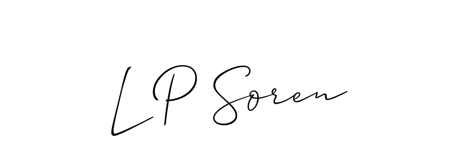 if you are searching for the best signature style for your name L P Soren. so please give up your signature search. here we have designed multiple signature styles  using Allison_Script. L P Soren signature style 2 images and pictures png