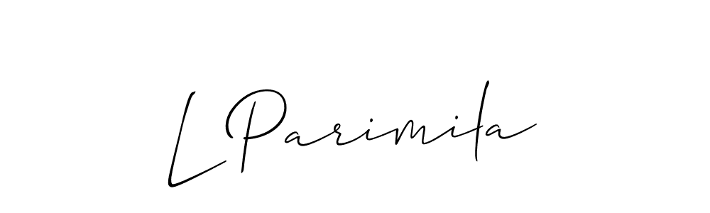 Also You can easily find your signature by using the search form. We will create L Parimila name handwritten signature images for you free of cost using Allison_Script sign style. L Parimila signature style 2 images and pictures png