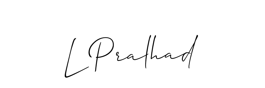 How to make L Pralhad name signature. Use Allison_Script style for creating short signs online. This is the latest handwritten sign. L Pralhad signature style 2 images and pictures png