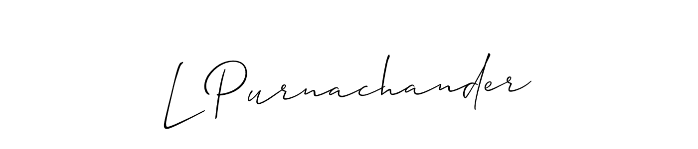 How to make L Purnachander name signature. Use Allison_Script style for creating short signs online. This is the latest handwritten sign. L Purnachander signature style 2 images and pictures png