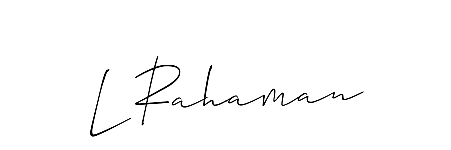 Also You can easily find your signature by using the search form. We will create L Rahaman name handwritten signature images for you free of cost using Allison_Script sign style. L Rahaman signature style 2 images and pictures png