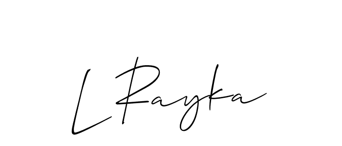 Design your own signature with our free online signature maker. With this signature software, you can create a handwritten (Allison_Script) signature for name L Rayka. L Rayka signature style 2 images and pictures png