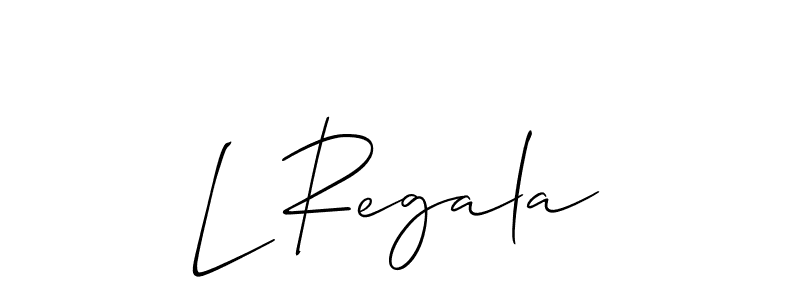 Use a signature maker to create a handwritten signature online. With this signature software, you can design (Allison_Script) your own signature for name L Regala. L Regala signature style 2 images and pictures png