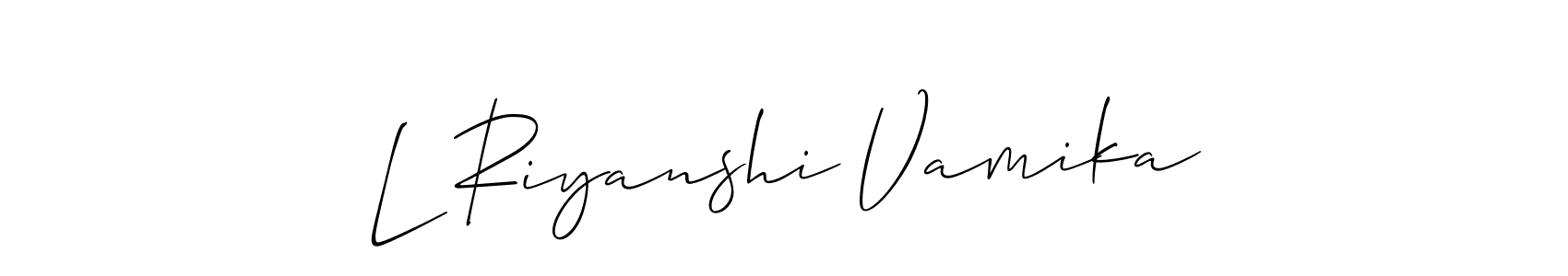 Check out images of Autograph of L Riyanshi Vamika name. Actor L Riyanshi Vamika Signature Style. Allison_Script is a professional sign style online. L Riyanshi Vamika signature style 2 images and pictures png