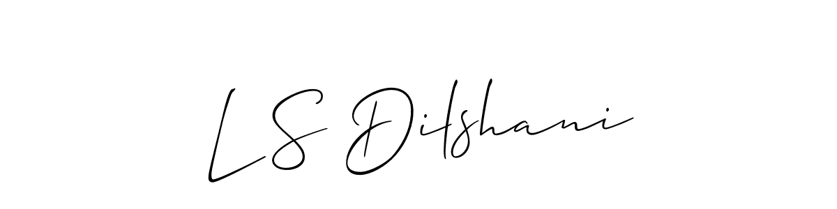 How to make L S Dilshani name signature. Use Allison_Script style for creating short signs online. This is the latest handwritten sign. L S Dilshani signature style 2 images and pictures png