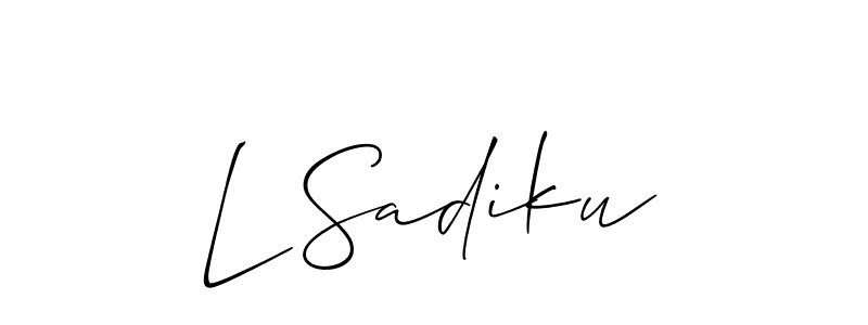 It looks lik you need a new signature style for name L Sadiku. Design unique handwritten (Allison_Script) signature with our free signature maker in just a few clicks. L Sadiku signature style 2 images and pictures png