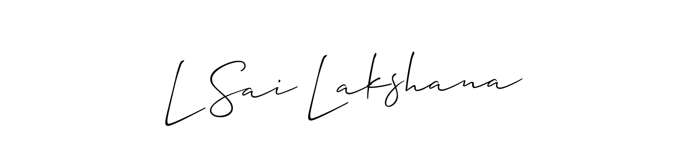 Similarly Allison_Script is the best handwritten signature design. Signature creator online .You can use it as an online autograph creator for name L Sai Lakshana. L Sai Lakshana signature style 2 images and pictures png