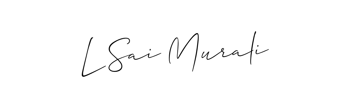 Also You can easily find your signature by using the search form. We will create L Sai Murali name handwritten signature images for you free of cost using Allison_Script sign style. L Sai Murali signature style 2 images and pictures png