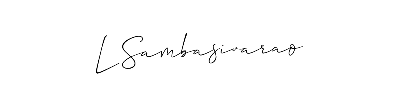 if you are searching for the best signature style for your name L Sambasivarao. so please give up your signature search. here we have designed multiple signature styles  using Allison_Script. L Sambasivarao signature style 2 images and pictures png