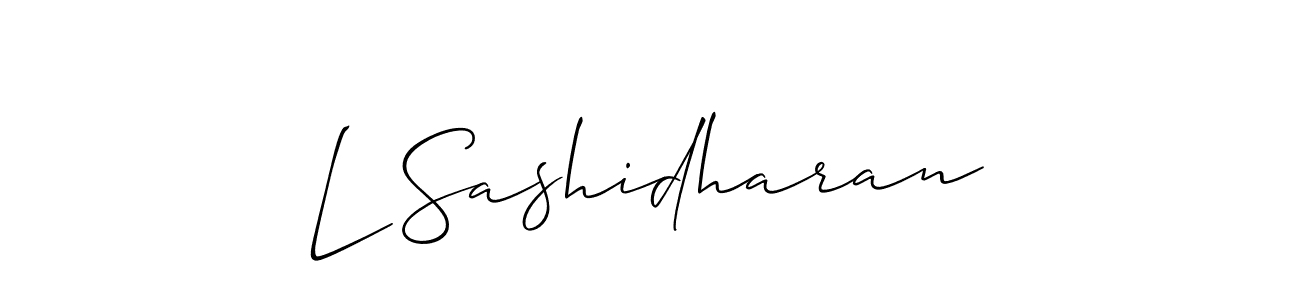 The best way (Allison_Script) to make a short signature is to pick only two or three words in your name. The name L Sashidharan include a total of six letters. For converting this name. L Sashidharan signature style 2 images and pictures png