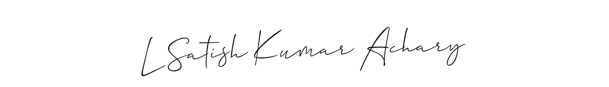 Make a short L Satish Kumar Achary signature style. Manage your documents anywhere anytime using Allison_Script. Create and add eSignatures, submit forms, share and send files easily. L Satish Kumar Achary signature style 2 images and pictures png