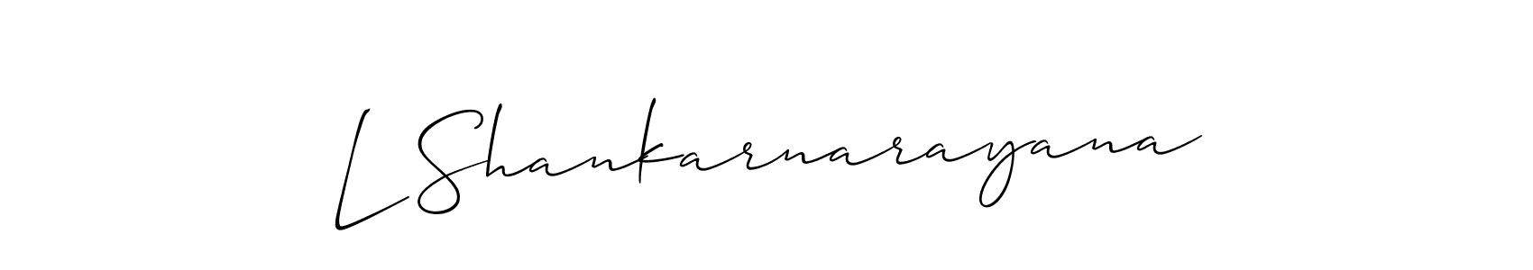 Similarly Allison_Script is the best handwritten signature design. Signature creator online .You can use it as an online autograph creator for name L Shankarnarayana. L Shankarnarayana signature style 2 images and pictures png