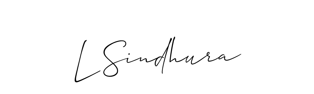 Create a beautiful signature design for name L Sindhura. With this signature (Allison_Script) fonts, you can make a handwritten signature for free. L Sindhura signature style 2 images and pictures png