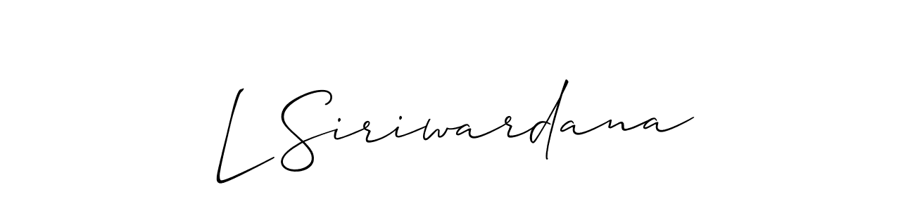 How to make L Siriwardana signature? Allison_Script is a professional autograph style. Create handwritten signature for L Siriwardana name. L Siriwardana signature style 2 images and pictures png