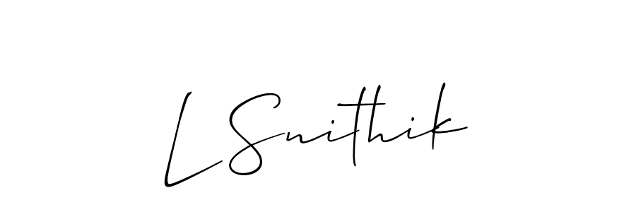 Make a short L Snithik signature style. Manage your documents anywhere anytime using Allison_Script. Create and add eSignatures, submit forms, share and send files easily. L Snithik signature style 2 images and pictures png