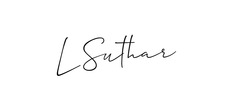 Also You can easily find your signature by using the search form. We will create L Suthar name handwritten signature images for you free of cost using Allison_Script sign style. L Suthar signature style 2 images and pictures png