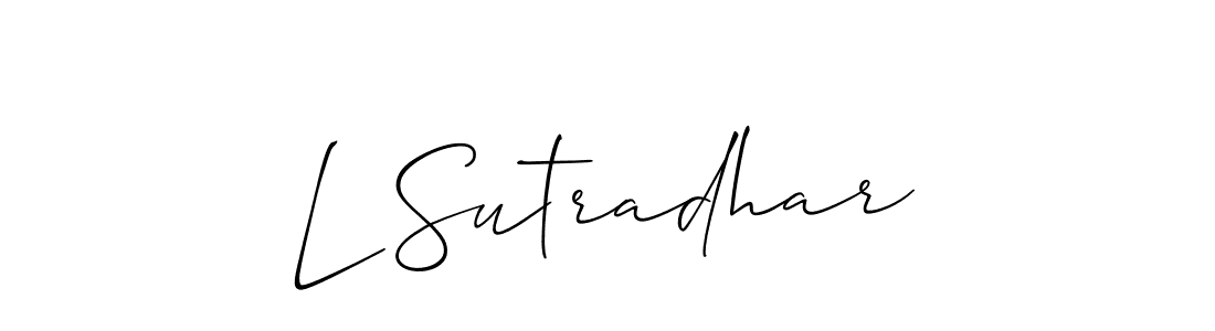 if you are searching for the best signature style for your name L Sutradhar. so please give up your signature search. here we have designed multiple signature styles  using Allison_Script. L Sutradhar signature style 2 images and pictures png