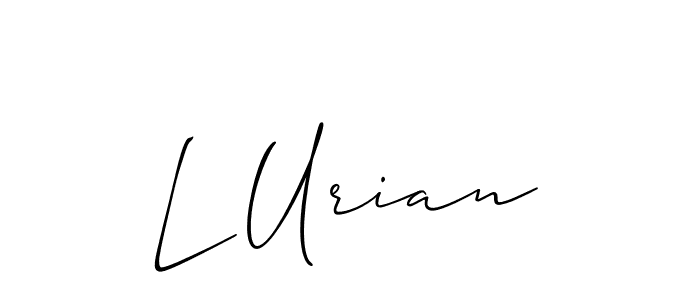 Design your own signature with our free online signature maker. With this signature software, you can create a handwritten (Allison_Script) signature for name L Urian. L Urian signature style 2 images and pictures png