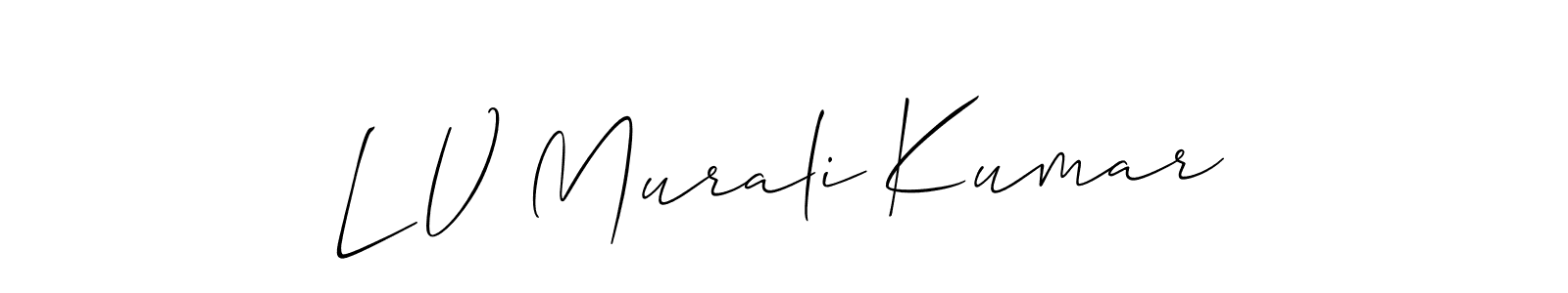 Also we have L V Murali Kumar name is the best signature style. Create professional handwritten signature collection using Allison_Script autograph style. L V Murali Kumar signature style 2 images and pictures png