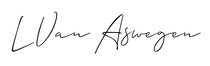 Stand out with a creative autograph for L Van Aswegen. The Allison_Script styling blends modern aesthetics with classic signature flourishes. L Van Aswegen signature style 2 images and pictures png