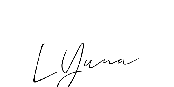 L Yuna stylish signature style. Best Handwritten Sign (Allison_Script) for my name. Handwritten Signature Collection Ideas for my name L Yuna. L Yuna signature style 2 images and pictures png