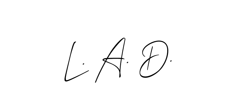The best way (Allison_Script) to make a short signature is to pick only two or three words in your name. The name L. A. D. include a total of six letters. For converting this name. L. A. D. signature style 2 images and pictures png