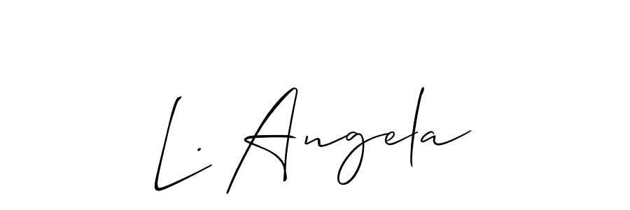 How to make L. Angela name signature. Use Allison_Script style for creating short signs online. This is the latest handwritten sign. L. Angela signature style 2 images and pictures png